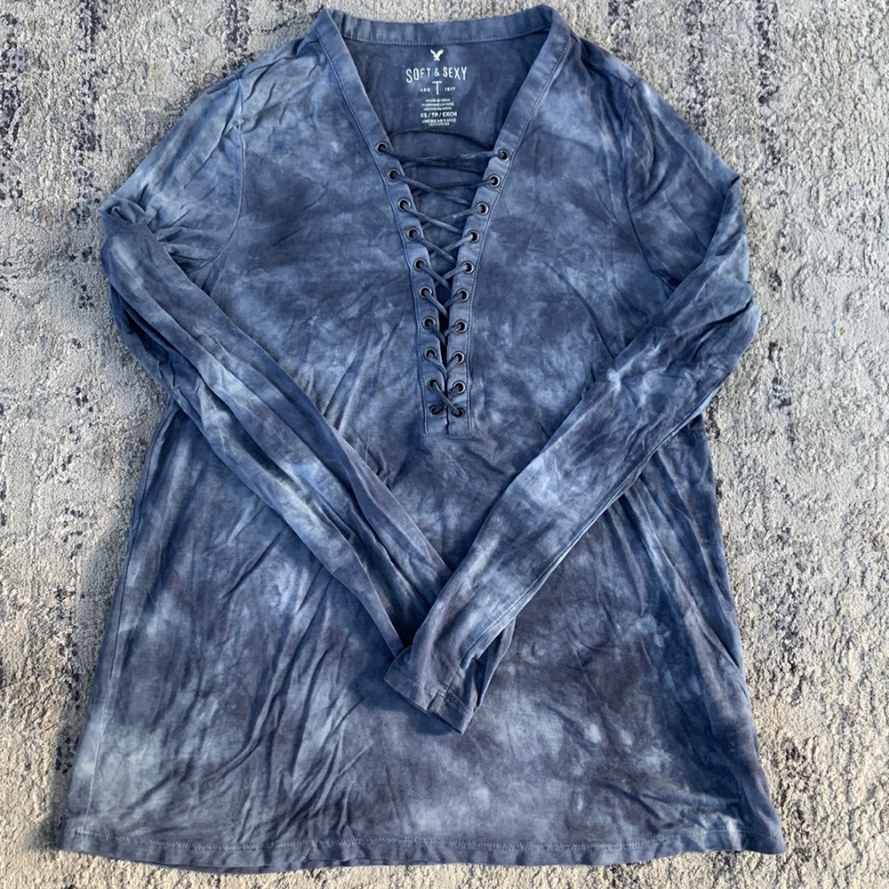Tie Dye Lace Up Tee